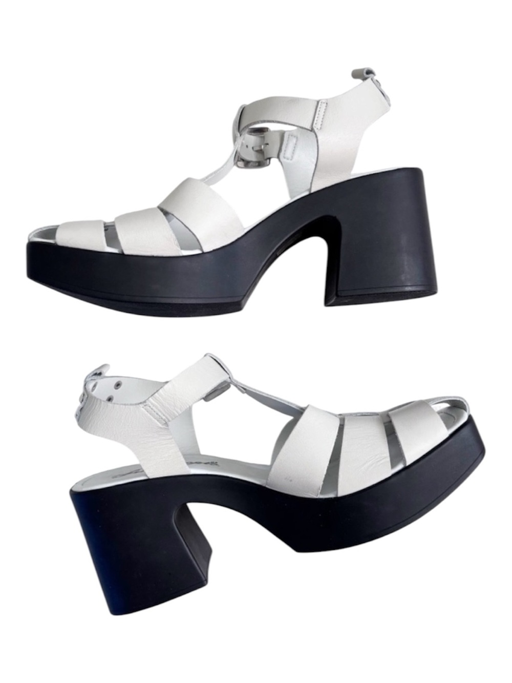 Free People NWOT pacific off white & black platform fisherman sandal